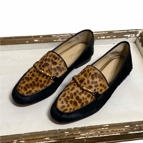 J. McLaughlin Leopard Print Loafers with Black Trim - Picture 2 of 9